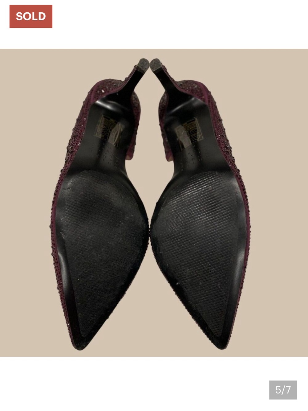 White House Black Market Plum Crystal Embellished Pointed-Toe Heels - Picture 5 of 7